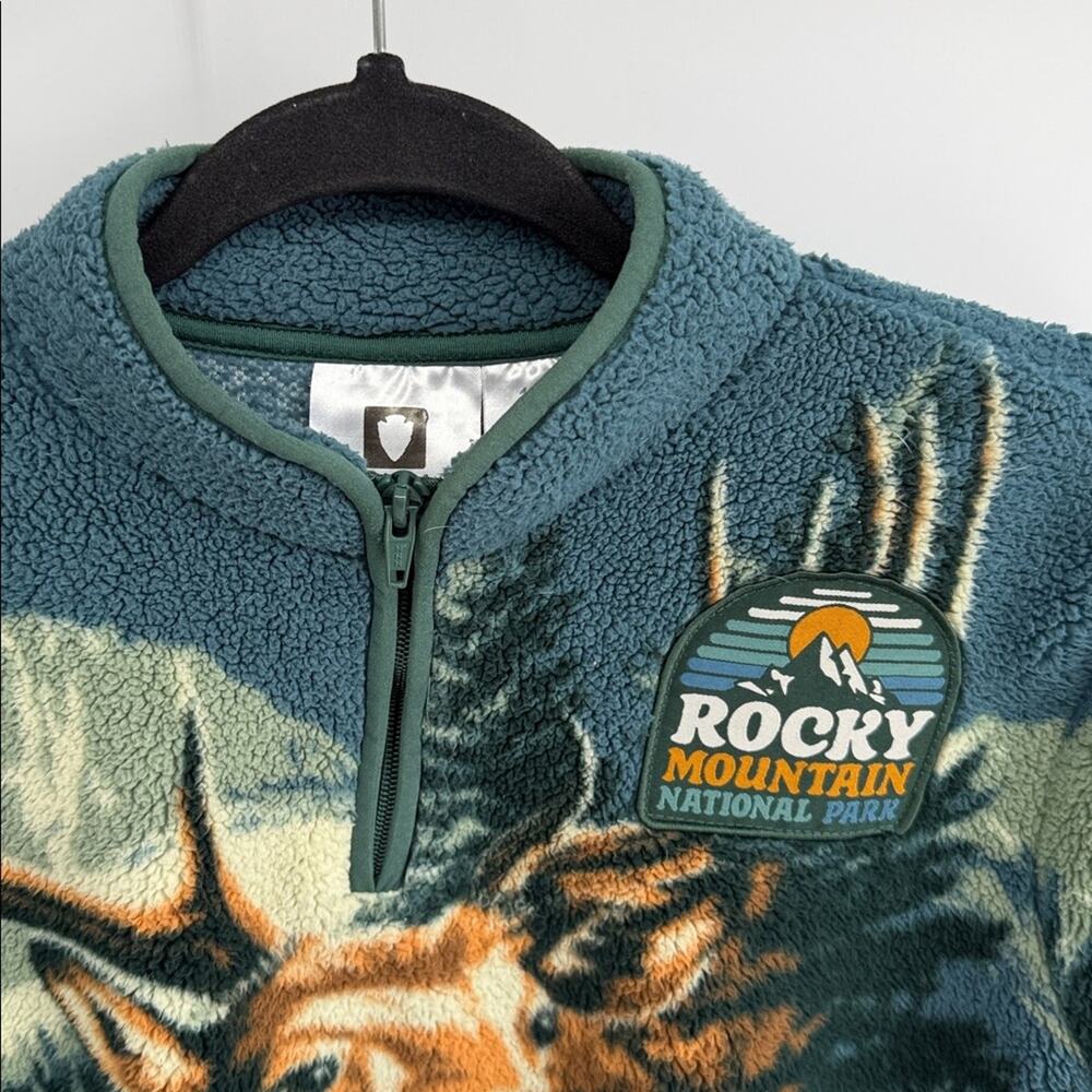 National Park Foundation Rocky Mountain National Park deer print fleece 1/4 zip - Picture 2 of 6